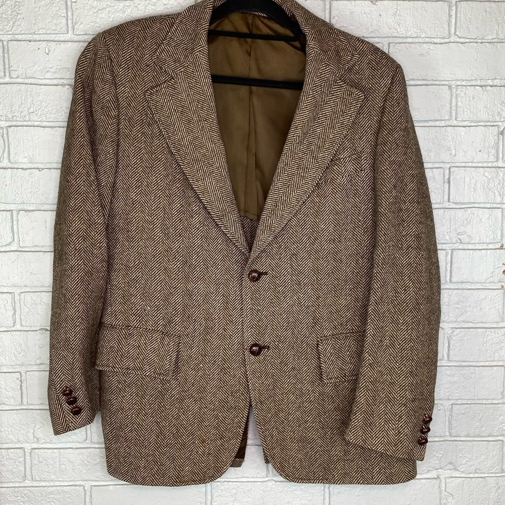Vintage Cricketeer Blazer Sport Coat Tweed Brown Menswear Unisex Size 44 - Picture 1 of 15